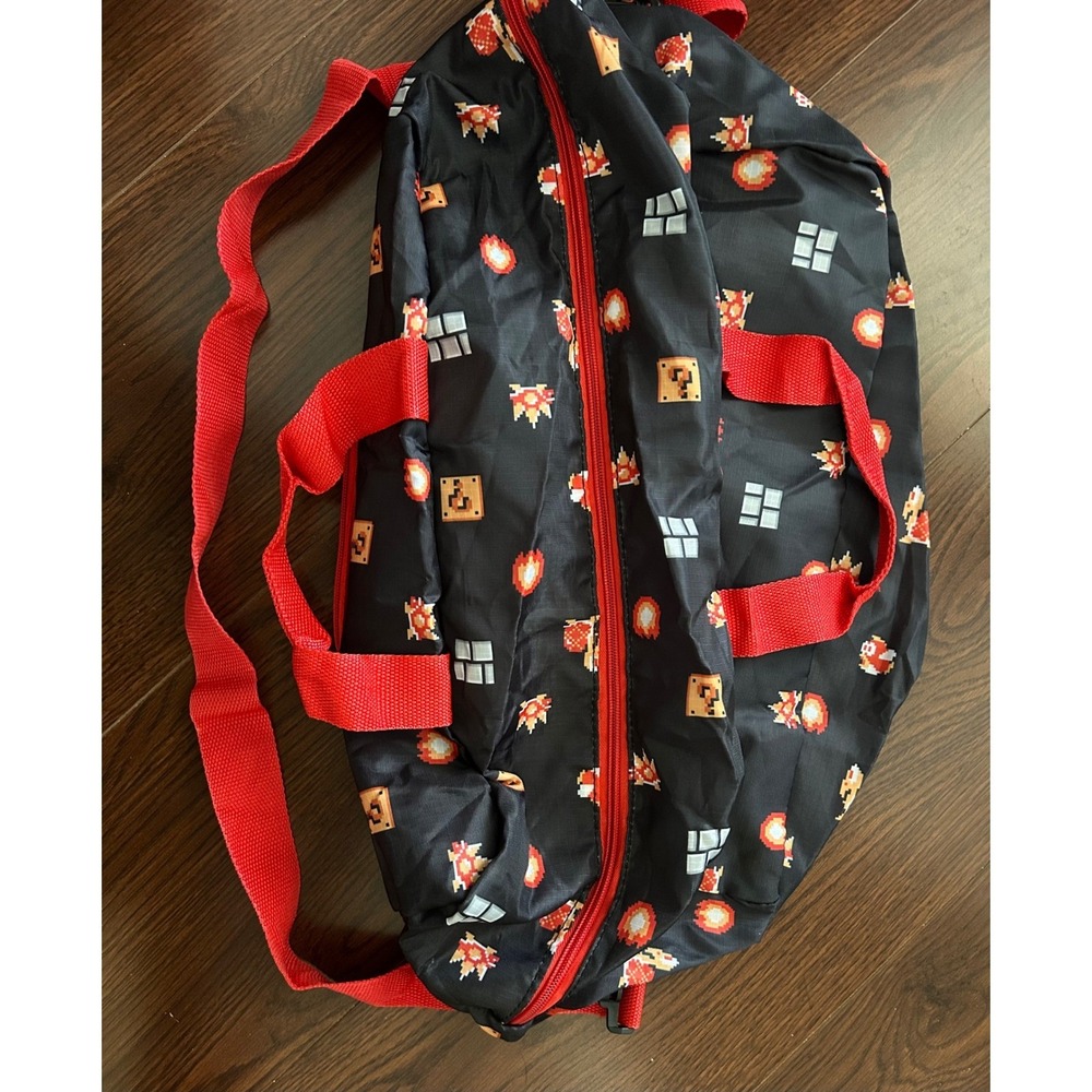 Nintendo Super Mario Bros Reusable Shopping Tote Gym Bag Black Red - Picture 8 of 11